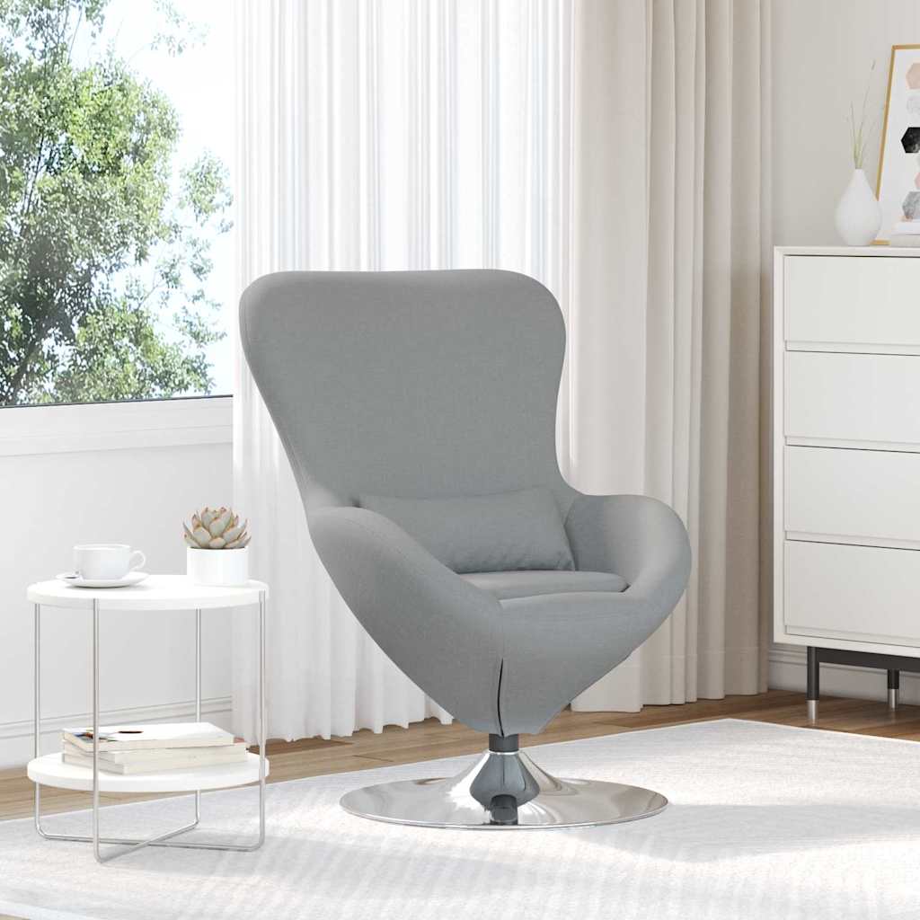 vidaXL Fotel jajo Jasnoszary 63 x 73 x 90 cm tkanina