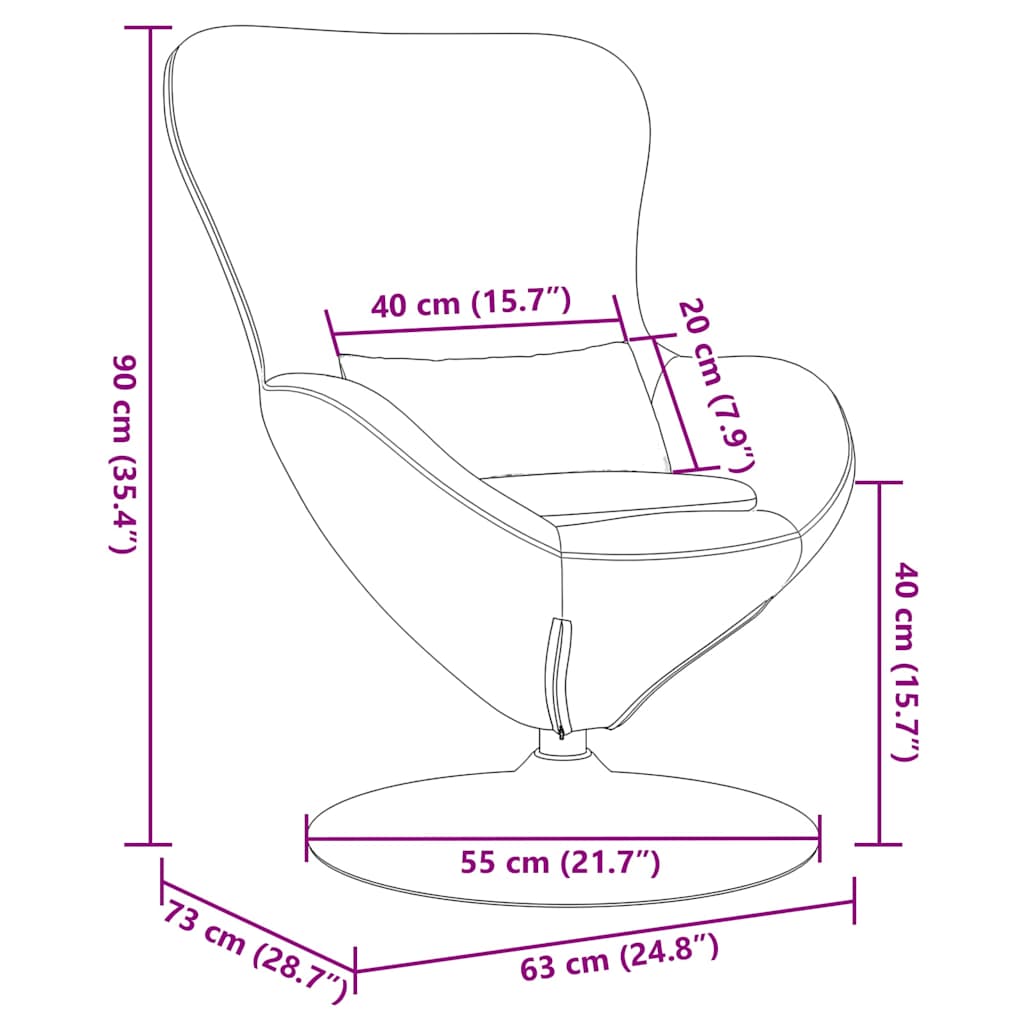 vidaXL Fotel jajo Jasnoszary 63 x 73 x 90 cm tkanina