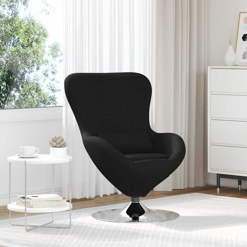 vidaXL Fotel jajo Czarny 63 x 73 x 90 cm tkanina