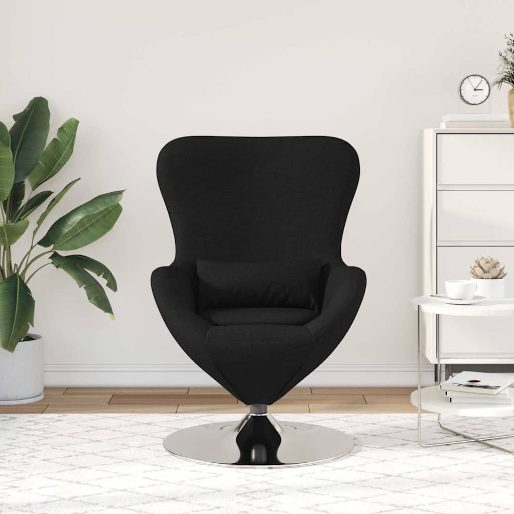 vidaXL Fotel jajo Czarny 63 x 73 x 90 cm tkanina