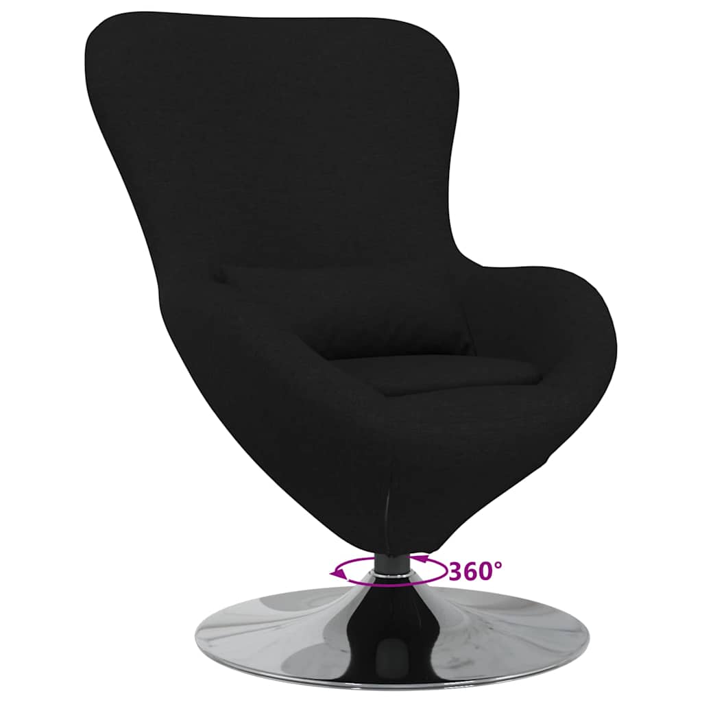 vidaXL Fotel jajo Czarny 63 x 73 x 90 cm tkanina