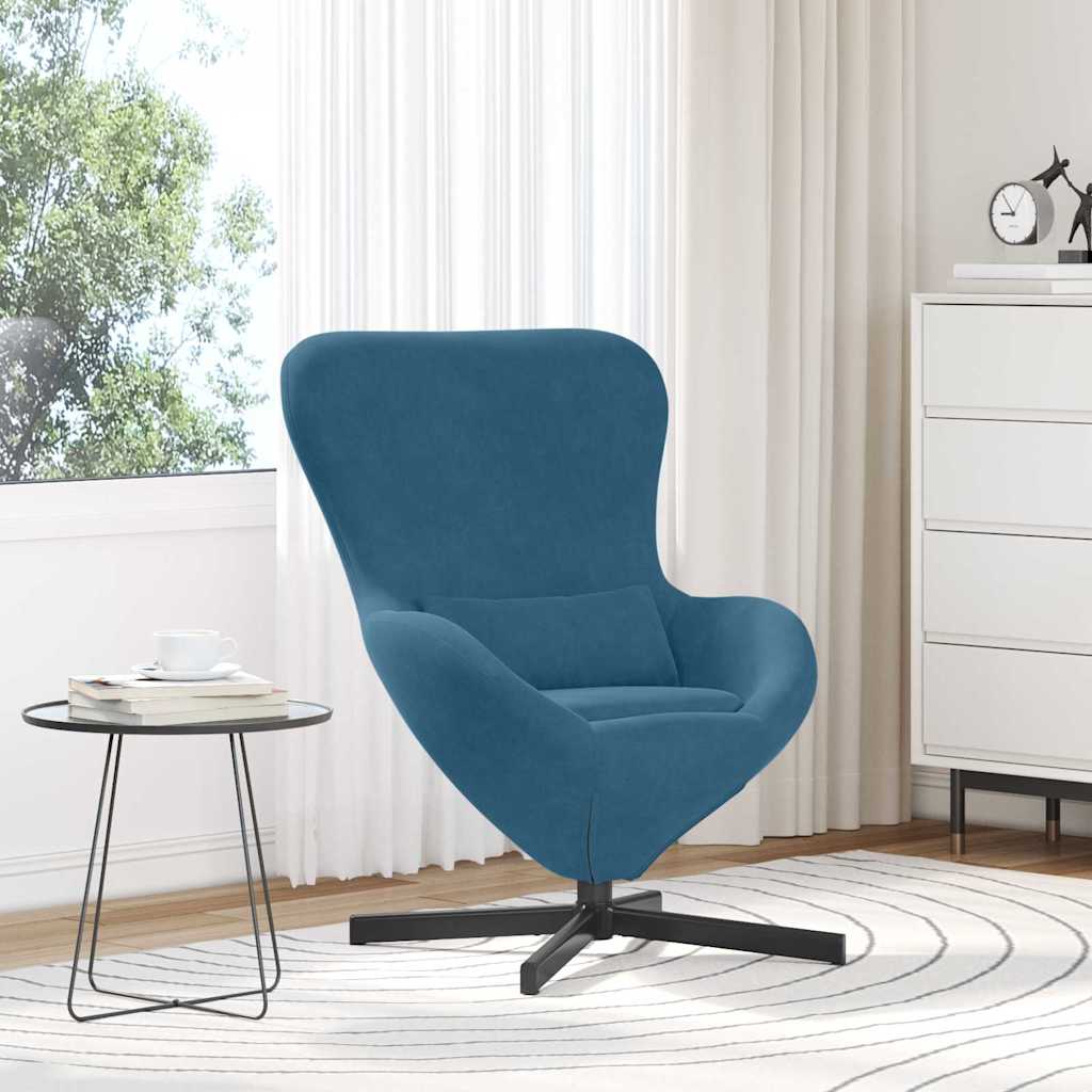 vidaXL Fotel jajo Niebieski 63 x 73 x 90 cm Aksamit