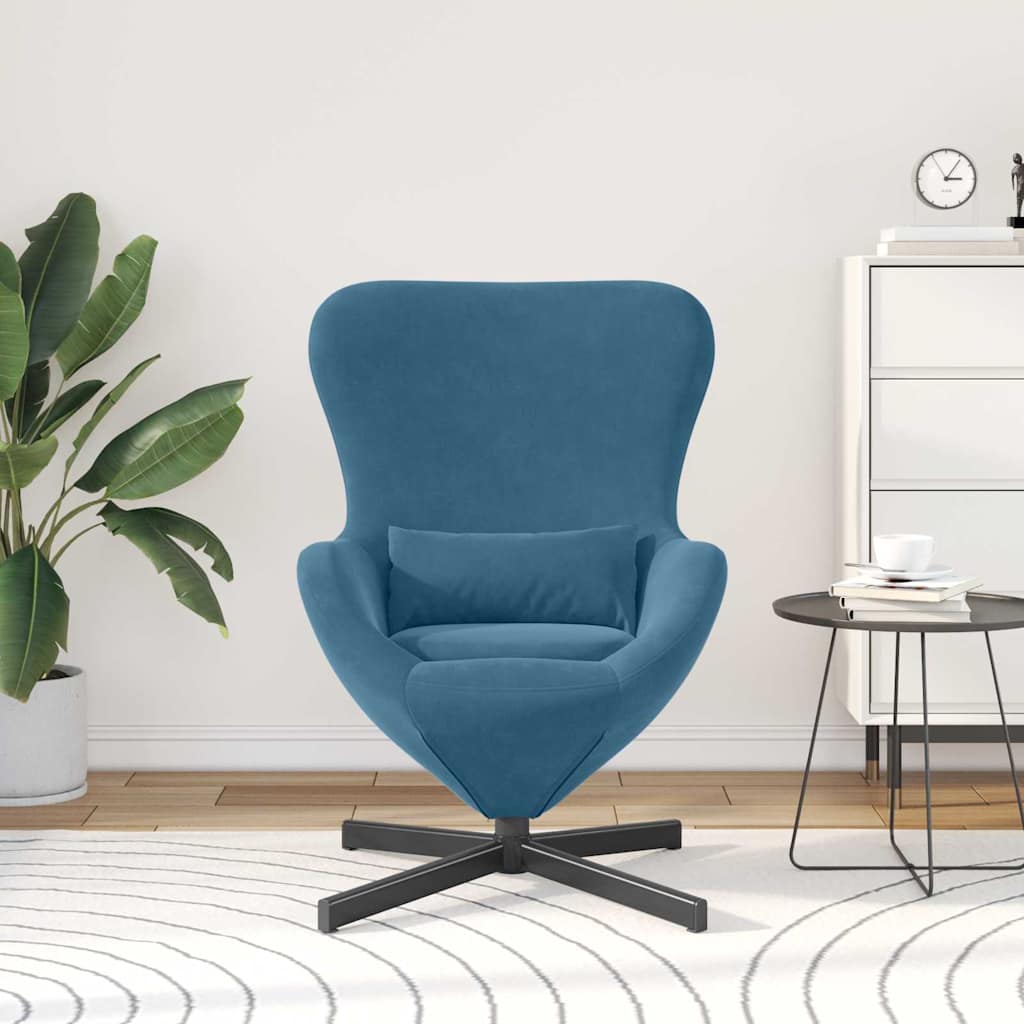 vidaXL Fotel jajo Niebieski 63 x 73 x 90 cm Aksamit