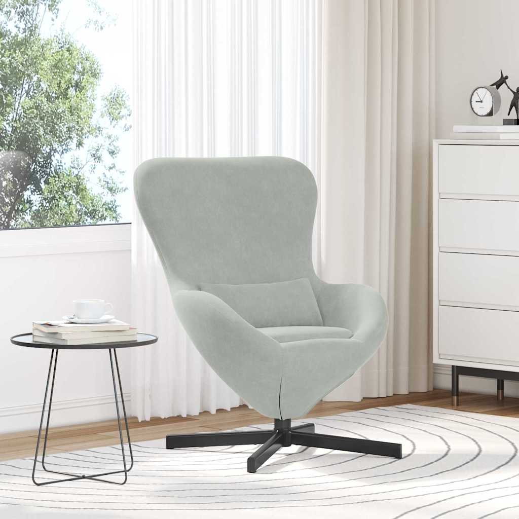 vidaXL Fotel jajo Jasnoszary 63 x 73 x 90 cm Aksamit