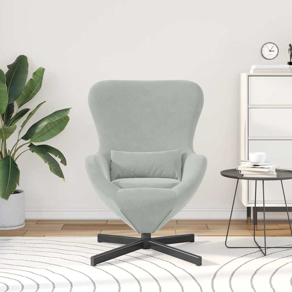 vidaXL Fotel jajo Jasnoszary 63 x 73 x 90 cm Aksamit