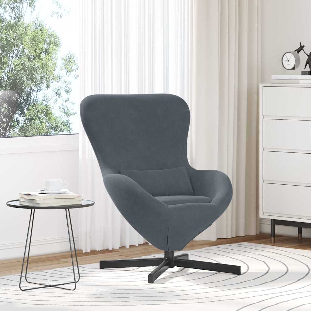 vidaXL Fotel jajo Ciemnoszary 63 x 73 x 90 cm Aksamit
