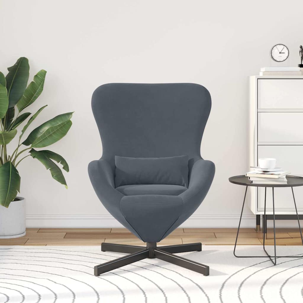 vidaXL Fotel jajo Ciemnoszary 63 x 73 x 90 cm Aksamit