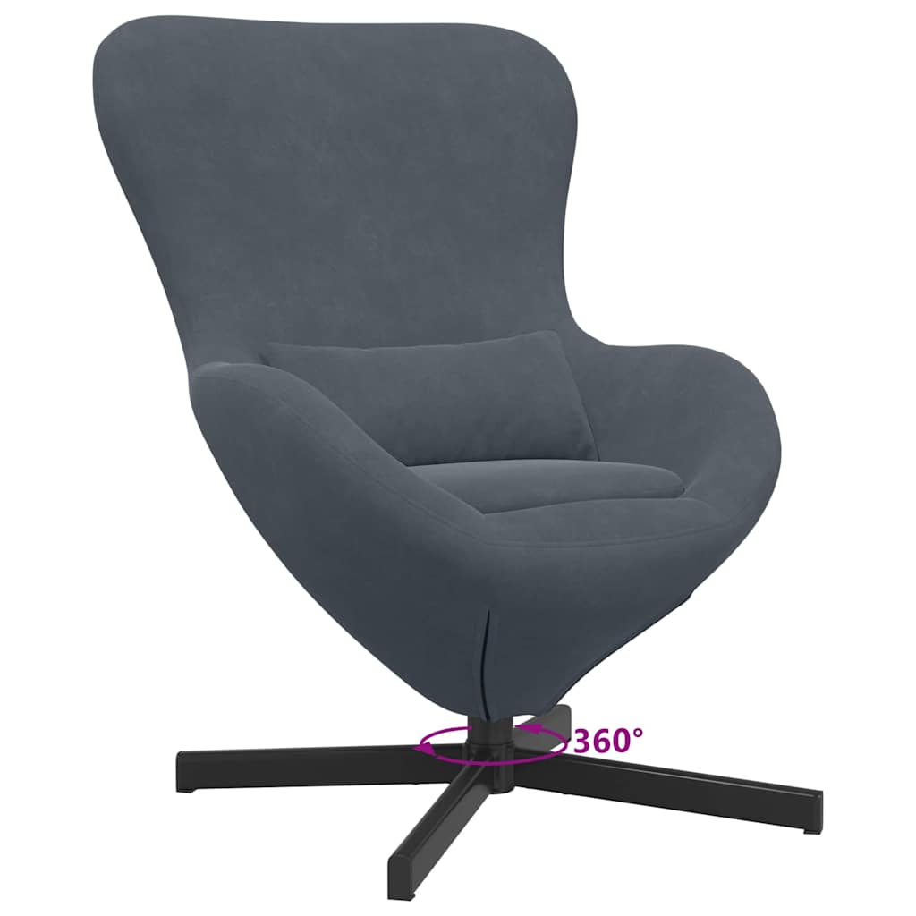 vidaXL Fotel jajo Ciemnoszary 63 x 73 x 90 cm Aksamit