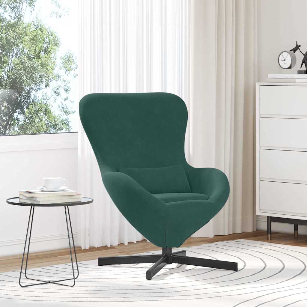 vidaXL Fotel jajo Ciemna zieleń 63 x 73 x 90 cm Aksamit