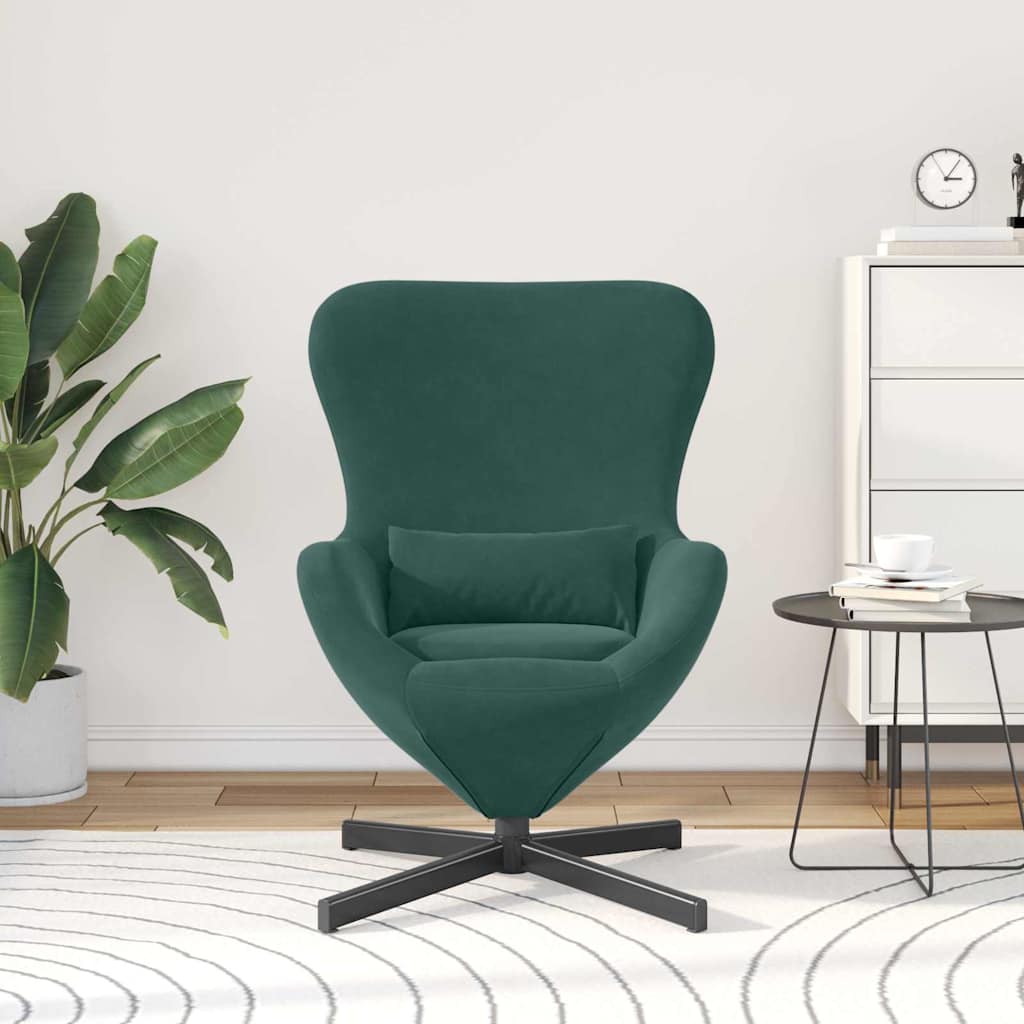 vidaXL Fotel jajo Ciemna zieleń 63 x 73 x 90 cm Aksamit
