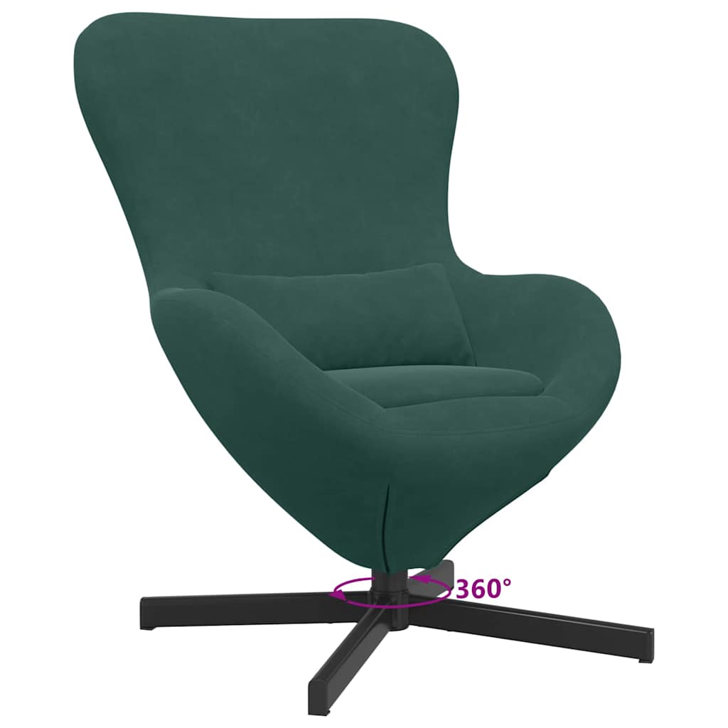vidaXL Fotel jajo Ciemna zieleń 63 x 73 x 90 cm Aksamit