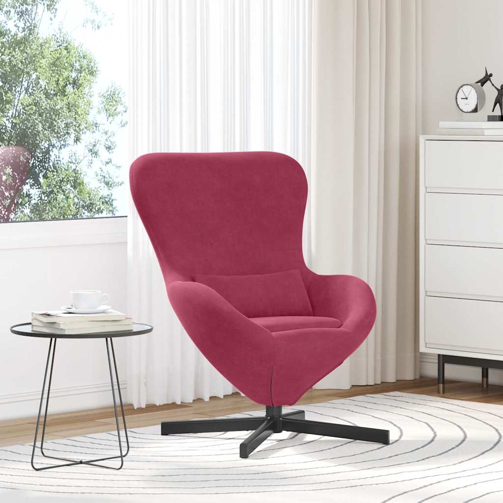 vidaXL Fotel jajo Czerwone wino 63 x 73 x 90 cm Aksamit