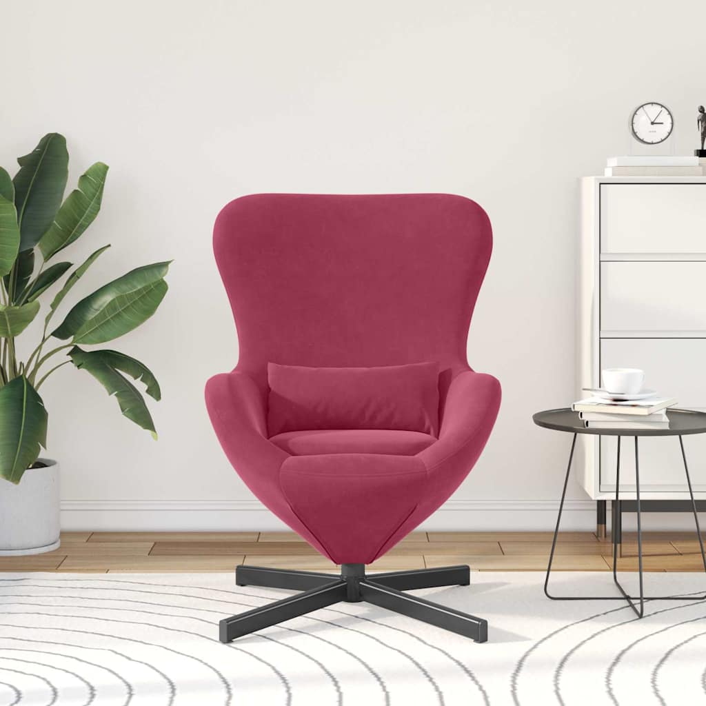 vidaXL Fotel jajo Czerwone wino 63 x 73 x 90 cm Aksamit