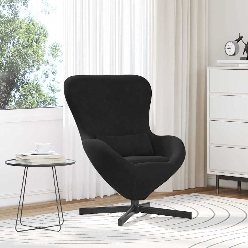vidaXL Fotel jajo Czarny 63 x 73 x 90 cm Aksamit