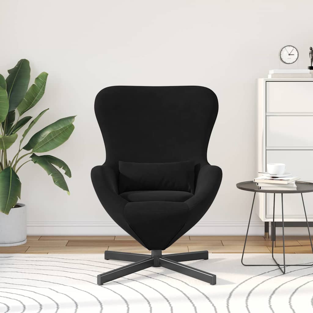 vidaXL Fotel jajo Czarny 63 x 73 x 90 cm Aksamit