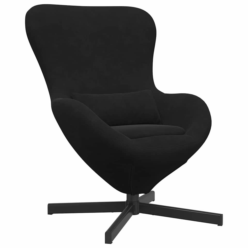 vidaXL Fotel jajo Czarny 63 x 73 x 90 cm Aksamit