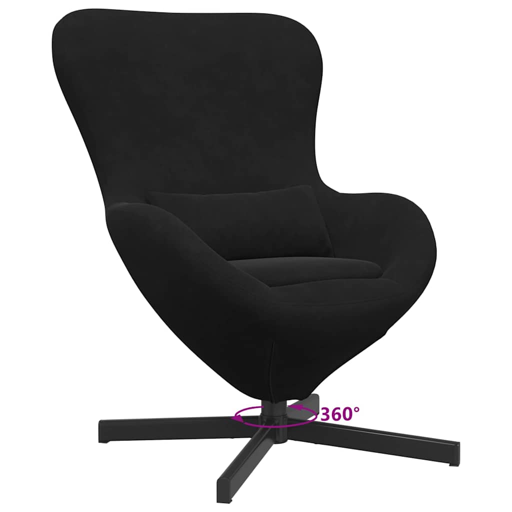vidaXL Fotel jajo Czarny 63 x 73 x 90 cm Aksamit