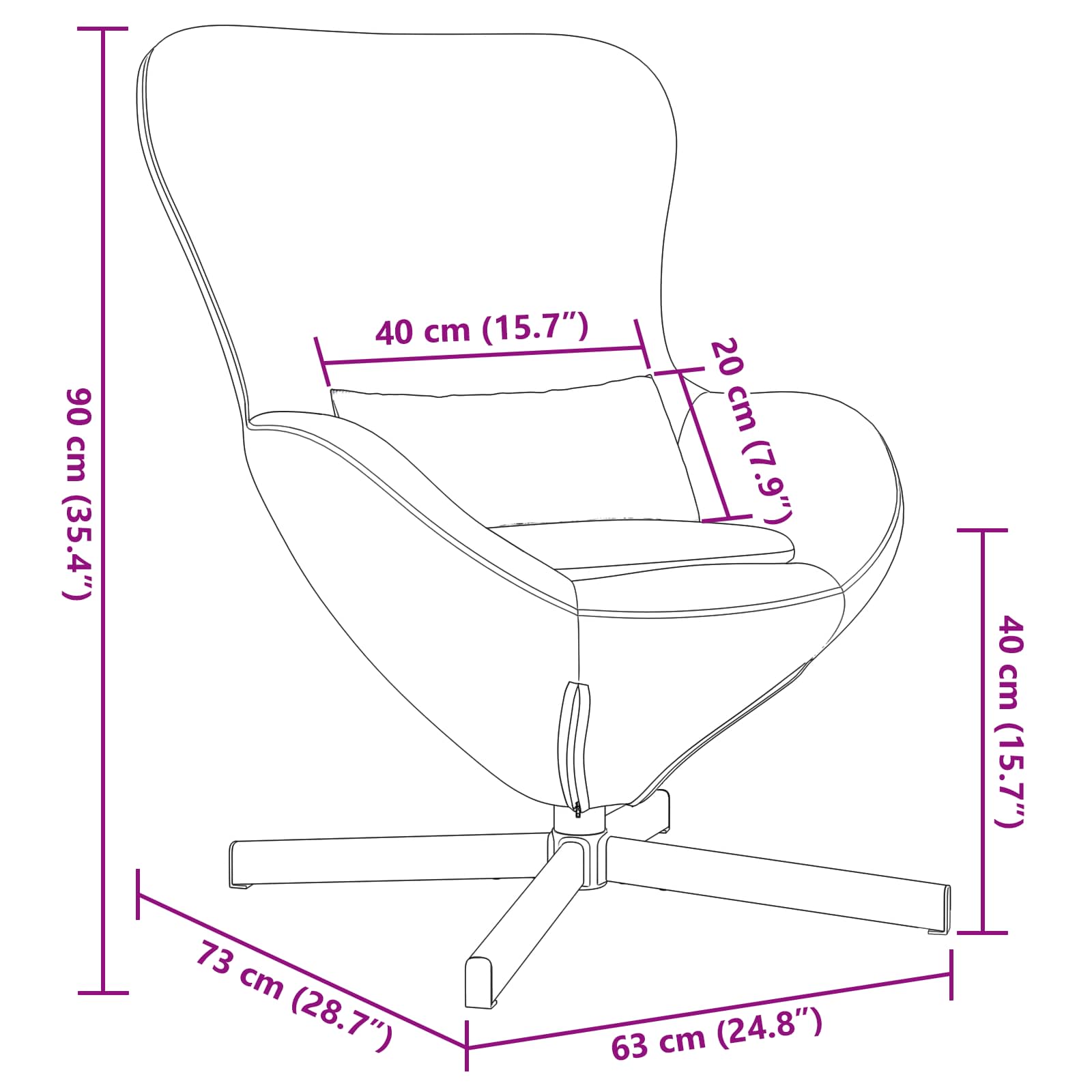 vidaXL Fotel jajo Czarny 63 x 73 x 90 cm Aksamit