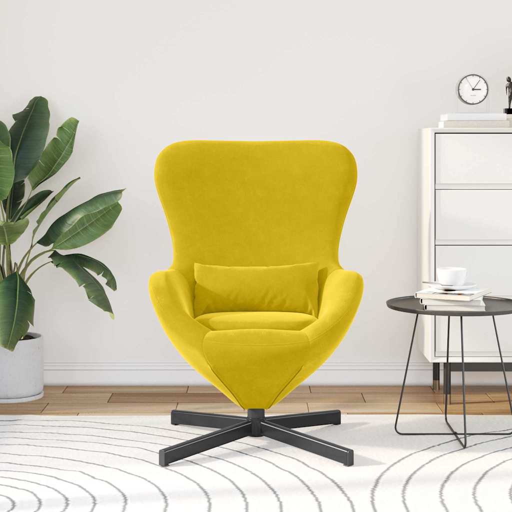 vidaXL Fotel jajo Żółty 63 x 73 x 90 cm Aksamit