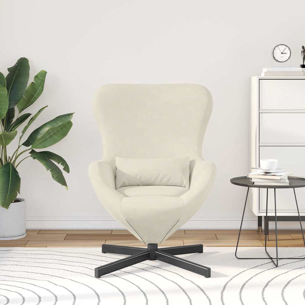 vidaXL Fotel jajo Kremowy 63 x 73 x 90 cm Aksamit