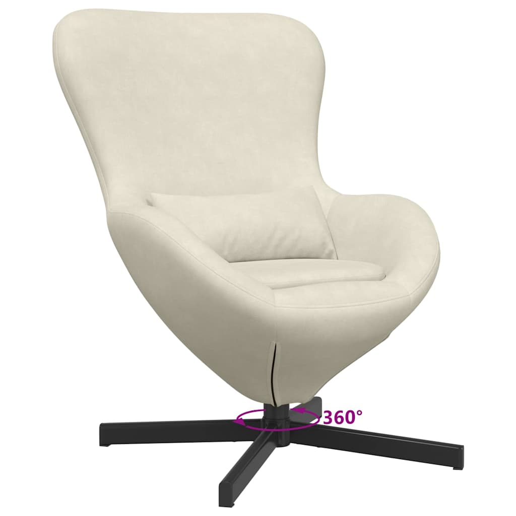 vidaXL Fotel jajo Kremowy 63 x 73 x 90 cm Aksamit