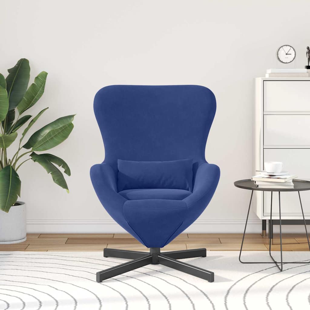 vidaXL Fotel jajo Niebieski policyjny 63 x 73 x 90 cm Aksamit