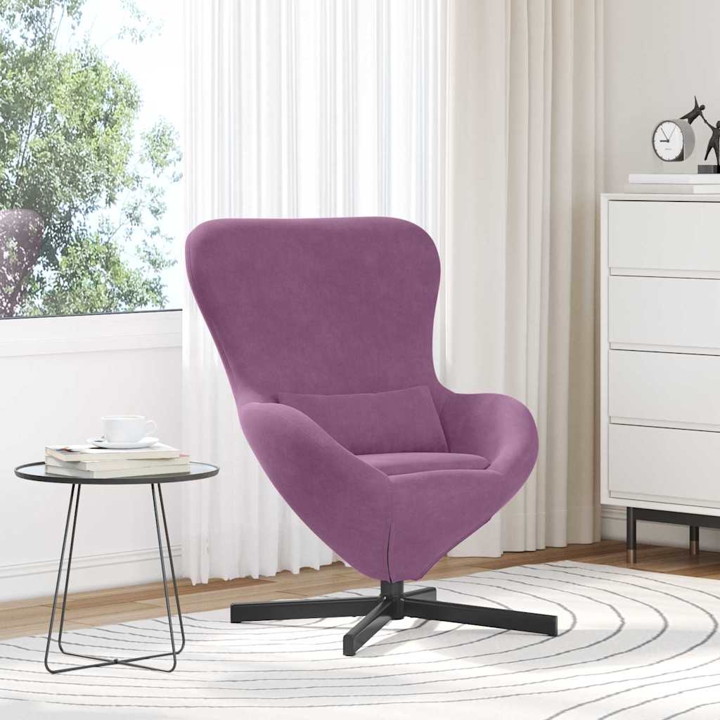 vidaXL Fotel jajo Fioletowy 63 x 73 x 90 cm Aksamit