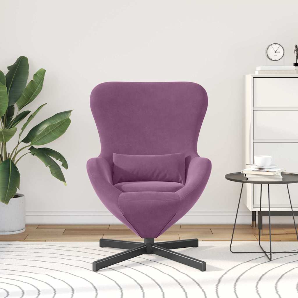 vidaXL Fotel jajo Fioletowy 63 x 73 x 90 cm Aksamit