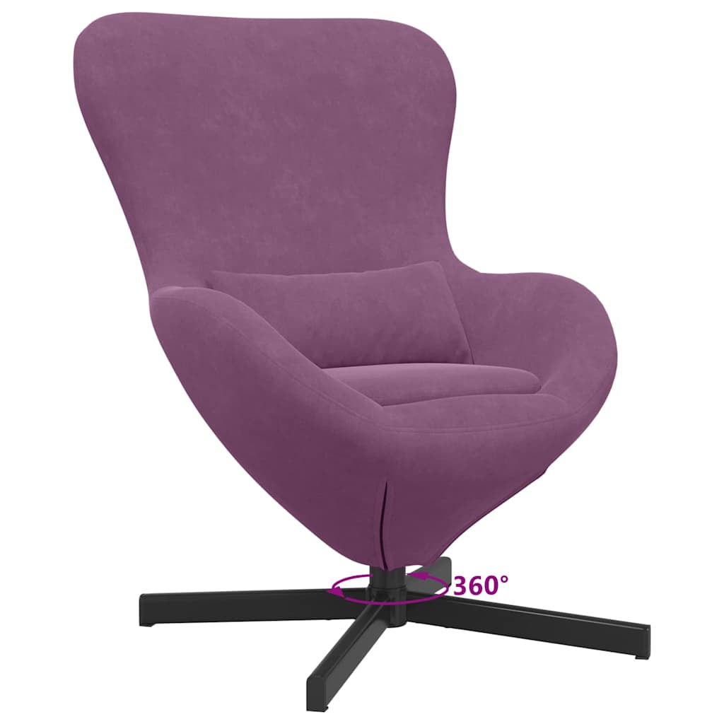 vidaXL Fotel jajo Fioletowy 63 x 73 x 90 cm Aksamit
