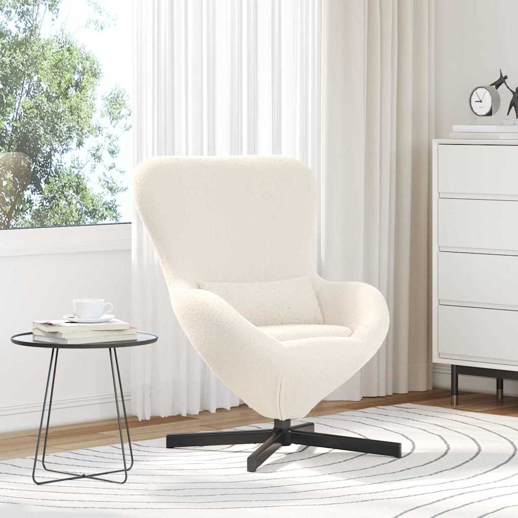 vidaXL Fotel jajo Kremowy 63 x 73 x 90 cm tkanina