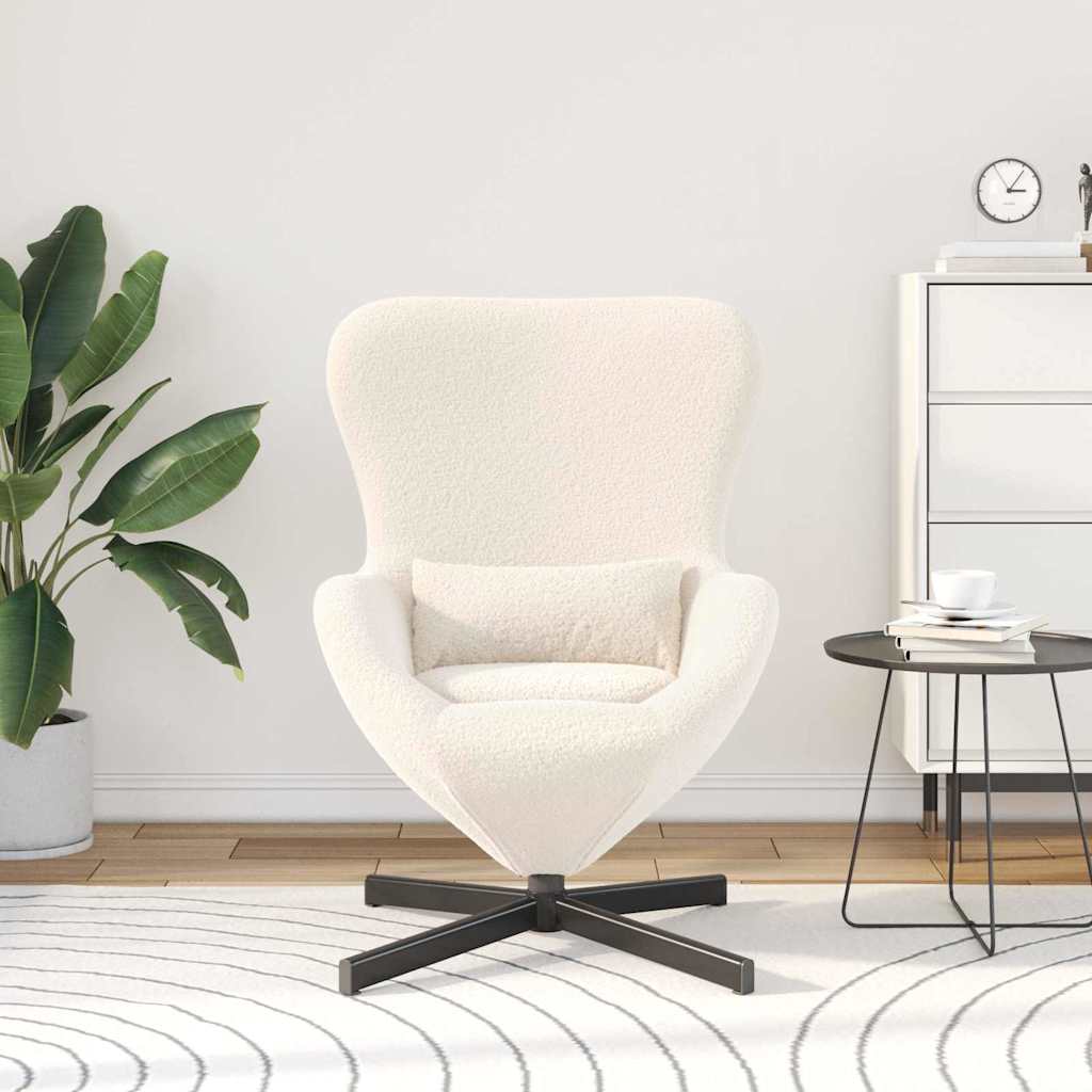 vidaXL Fotel jajo Kremowy 63 x 73 x 90 cm tkanina