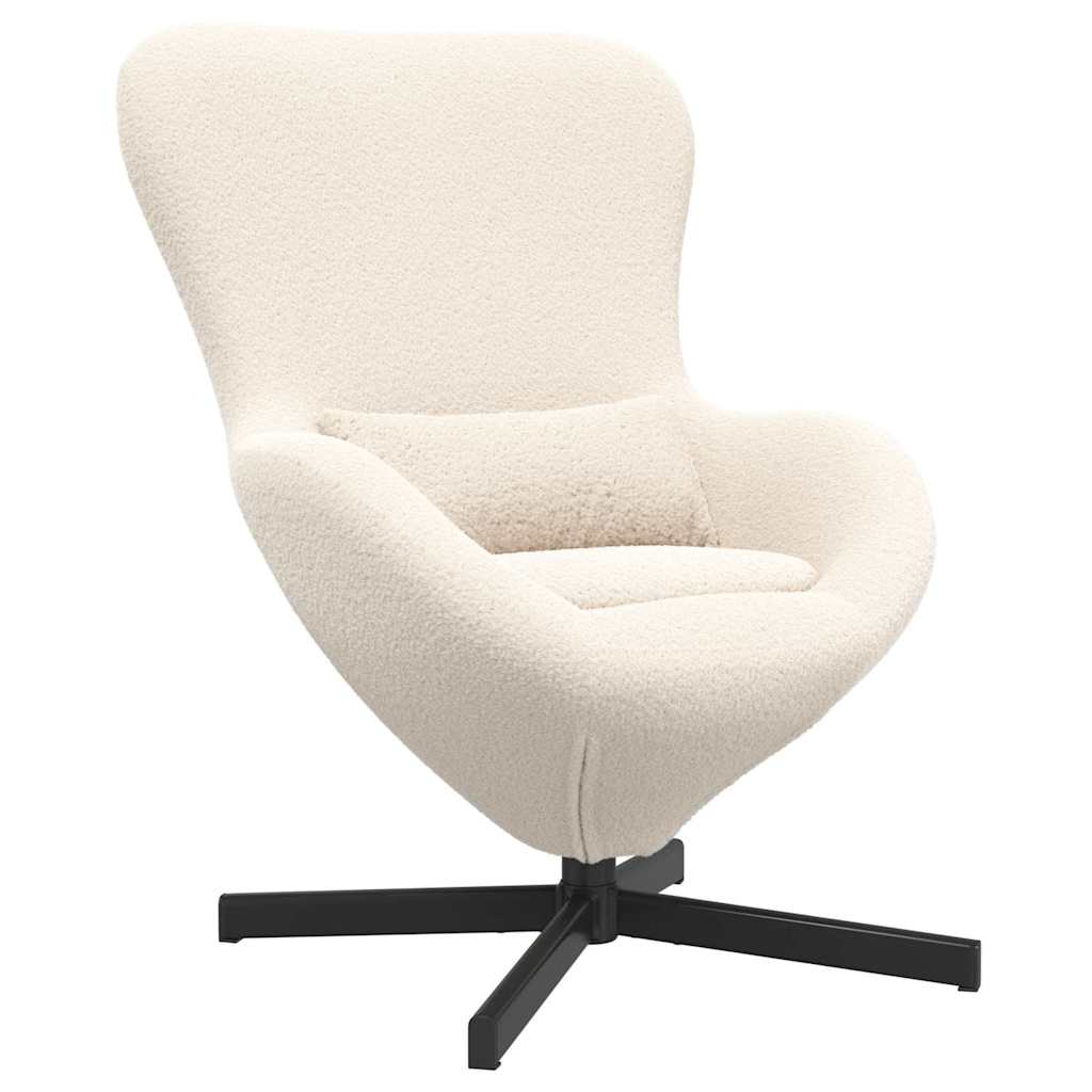 vidaXL Fotel jajo Kremowy 63 x 73 x 90 cm tkanina