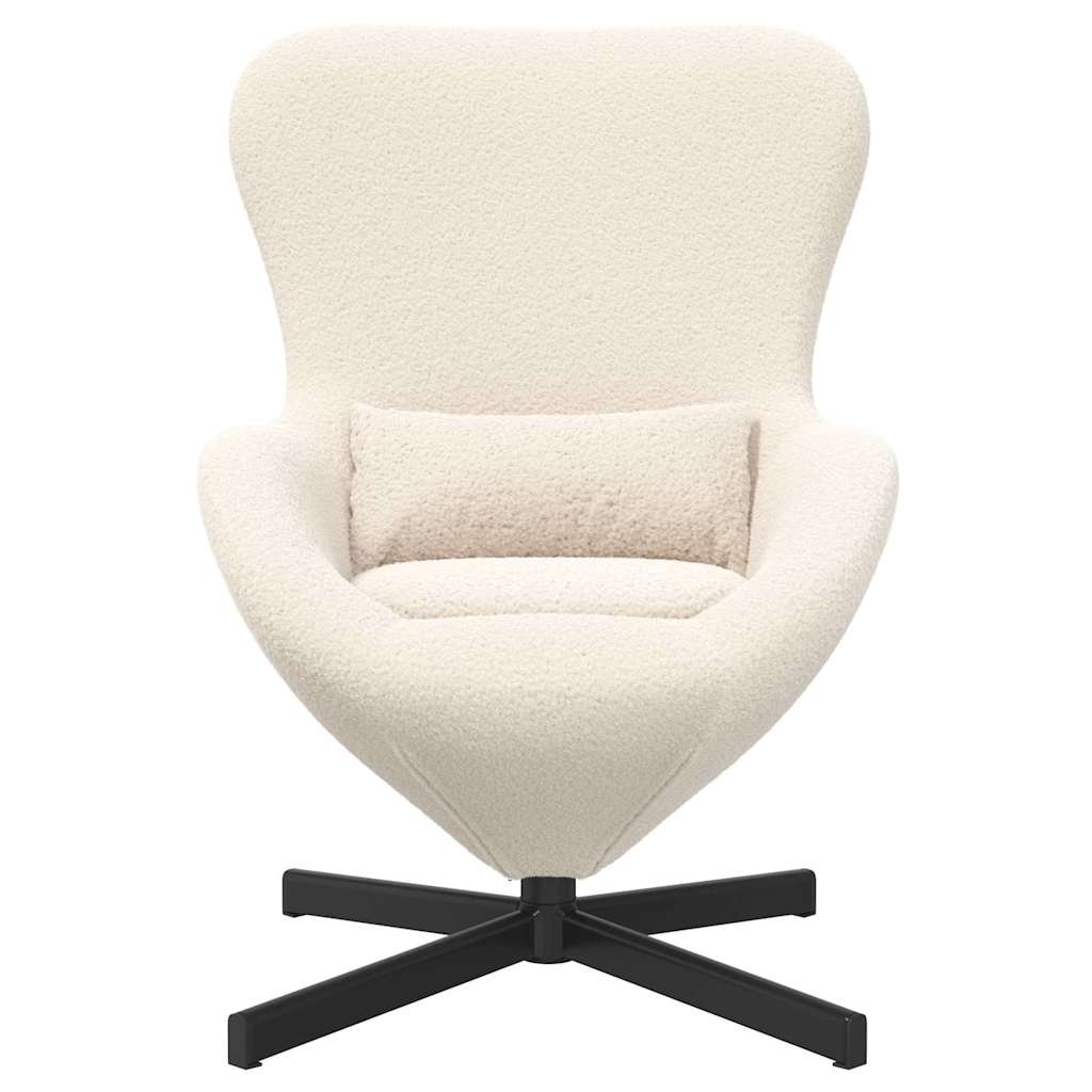 vidaXL Fotel jajo Kremowy 63 x 73 x 90 cm tkanina
