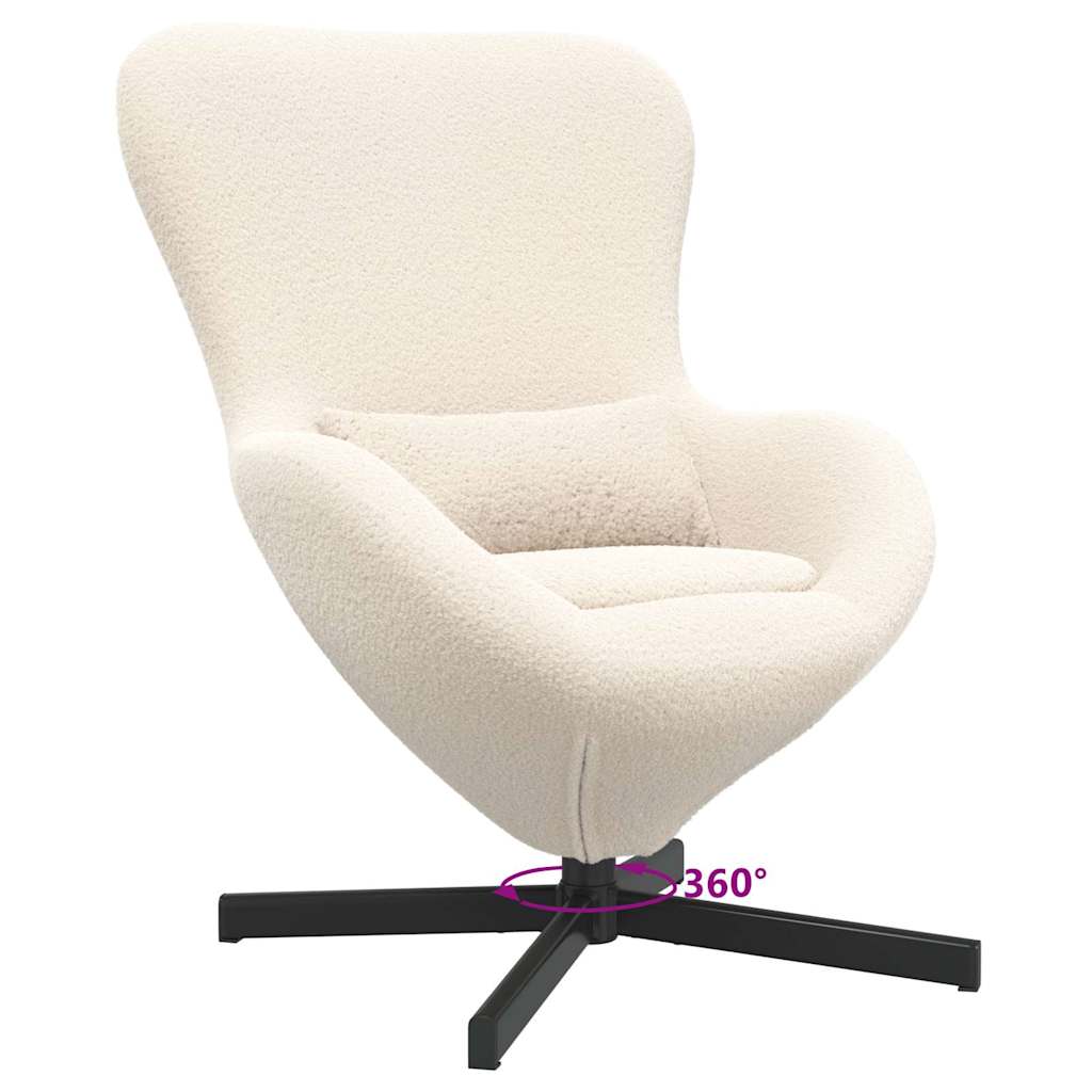 vidaXL Fotel jajo Kremowy 63 x 73 x 90 cm tkanina
