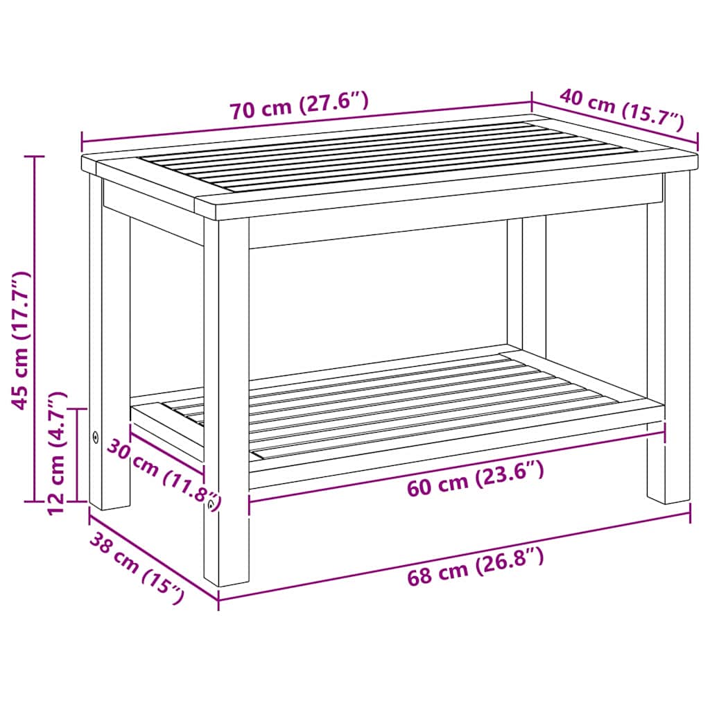 vidaXL Stolik boczny Olej Naturalny 70 x 40 x 45 cm Lite Drewno Akacji