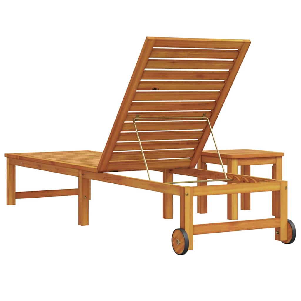 vidaXL Leżak Brązowy 202 x 53 x 89 cm Lite Drewno Akacji