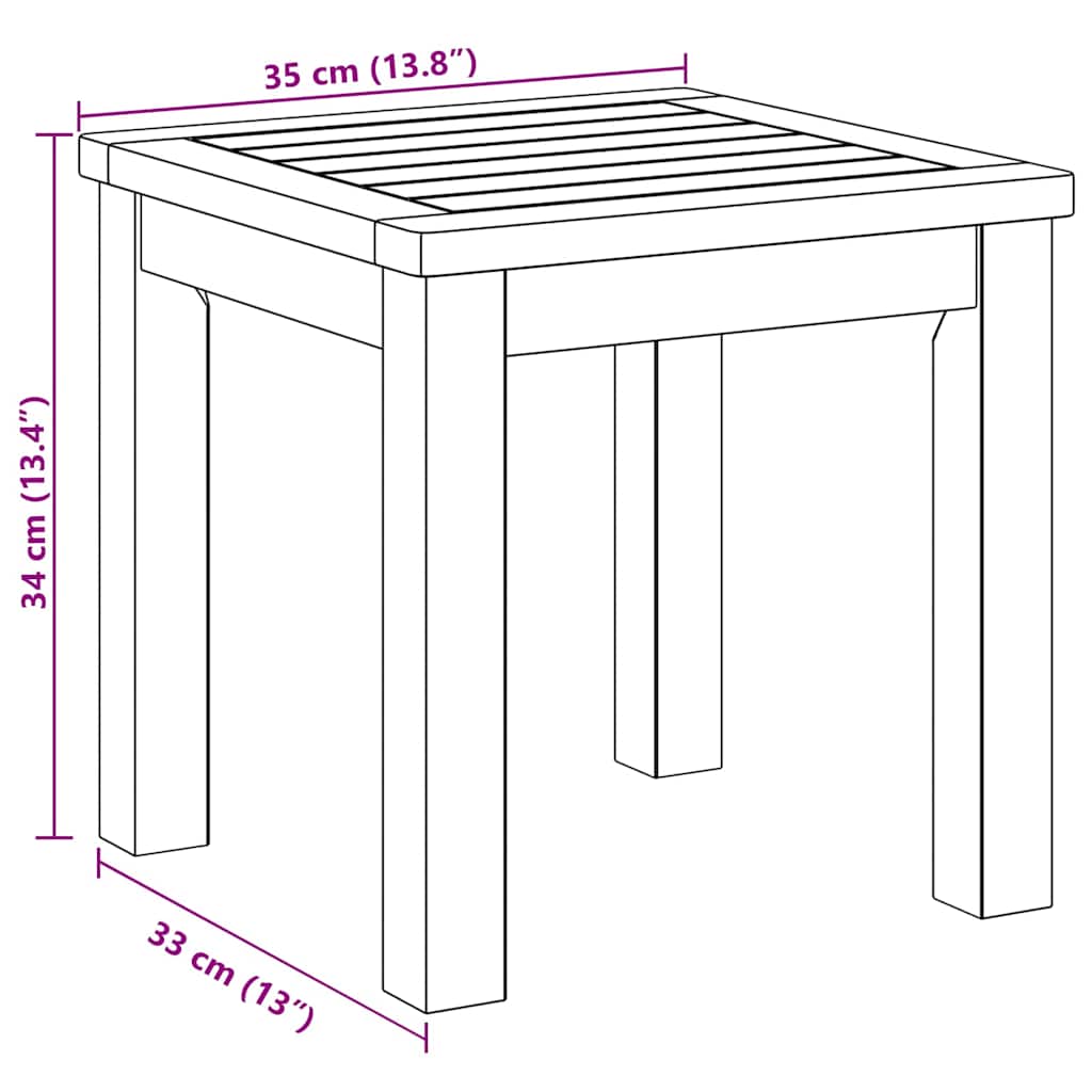 vidaXL Stolik boczny Olej Naturalny 35 x 35 x 34 cm Lite Drewno Akacji