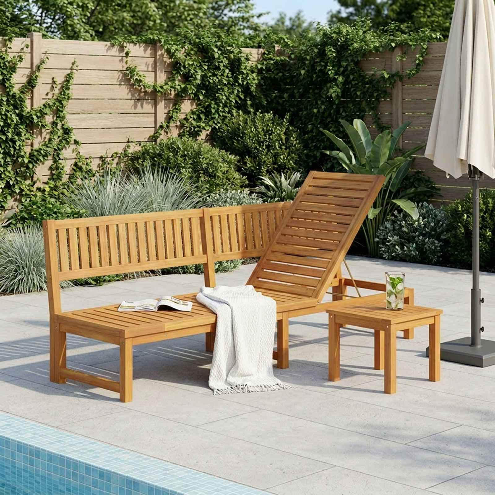 vidaXL Leżak Olej Naturalny 200 x 57 x 75cm Lite drewno akacjowe