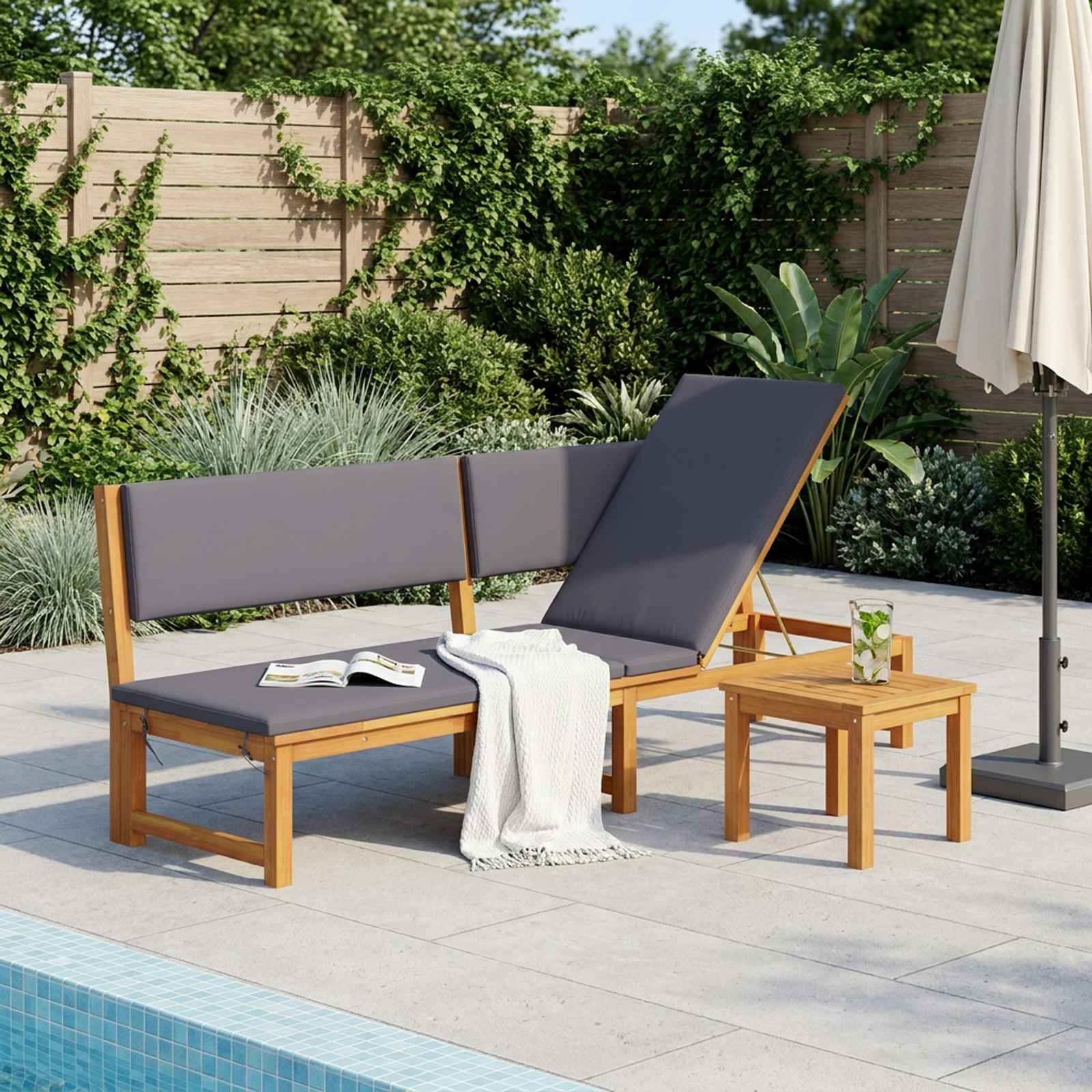 vidaXL Leżak Olej Naturalny 200 x 57 x 75cm Lite drewno akacjowe