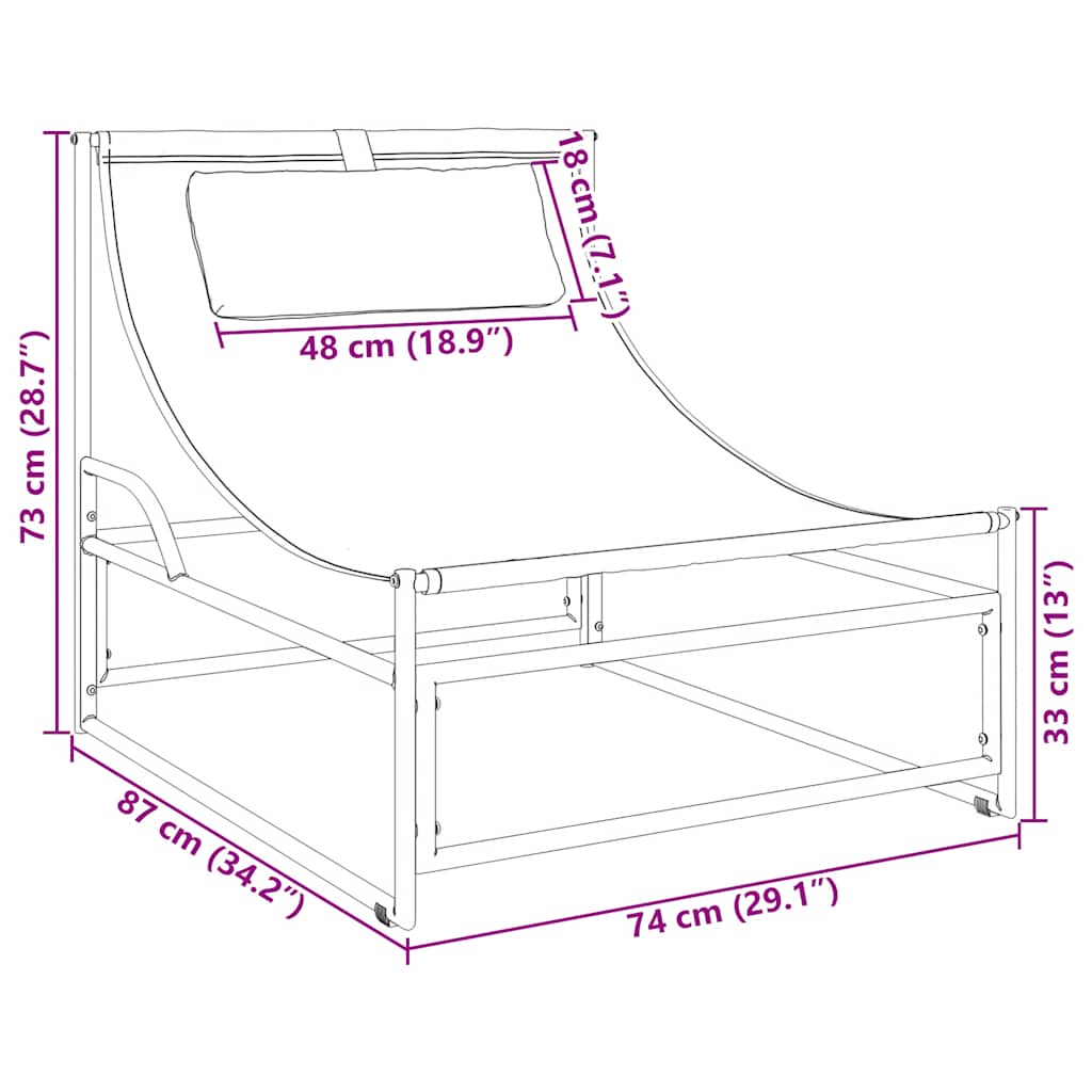 vidaXL Leżak ogrodowy antracytowy 87x74x73 cm stal i tkanina