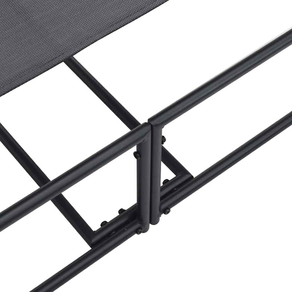 vidaXL Leżak ogrodowy z poduszką 2 pcs Czarny Stal malowana proszkowo