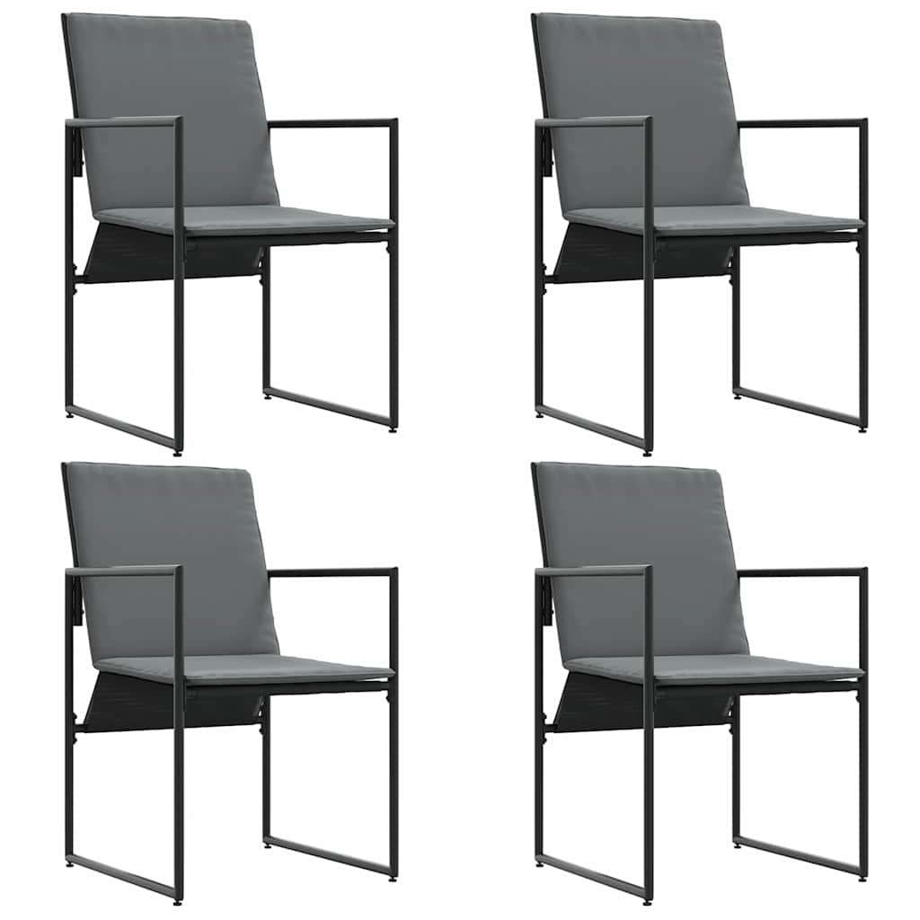 vidaXL Krzesło z poduszką 4 pcs Czarny i antracyt Textilene