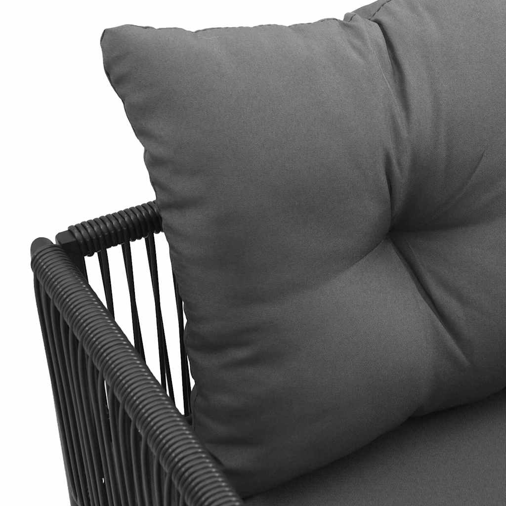 vidaXL Krzesło z poduszką 4 pcs Czarny i antracyt Rattan PE