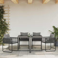 vidaXL Krzesło z poduszką 4 pcs Czarny i antracyt Rattan PE