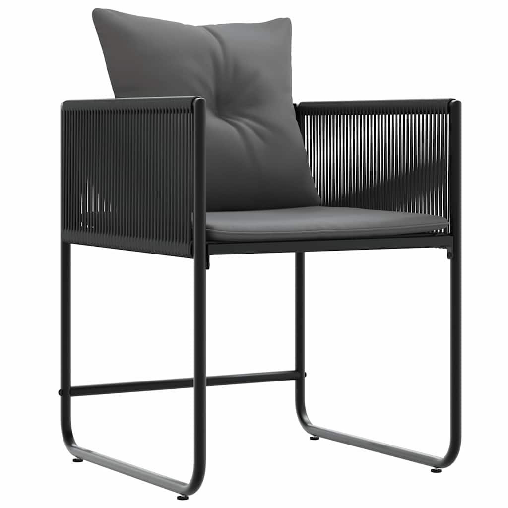 vidaXL Krzesło z poduszką 4 pcs Czarny i antracyt Rattan PE