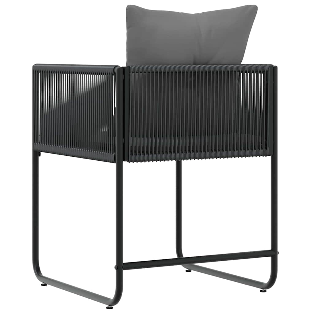 vidaXL Krzesło z poduszką 4 pcs Czarny i antracyt Rattan PE