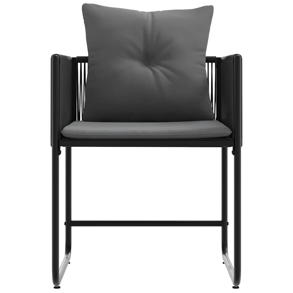 vidaXL Krzesło z poduszką 4 pcs Czarny i antracyt Rattan PE