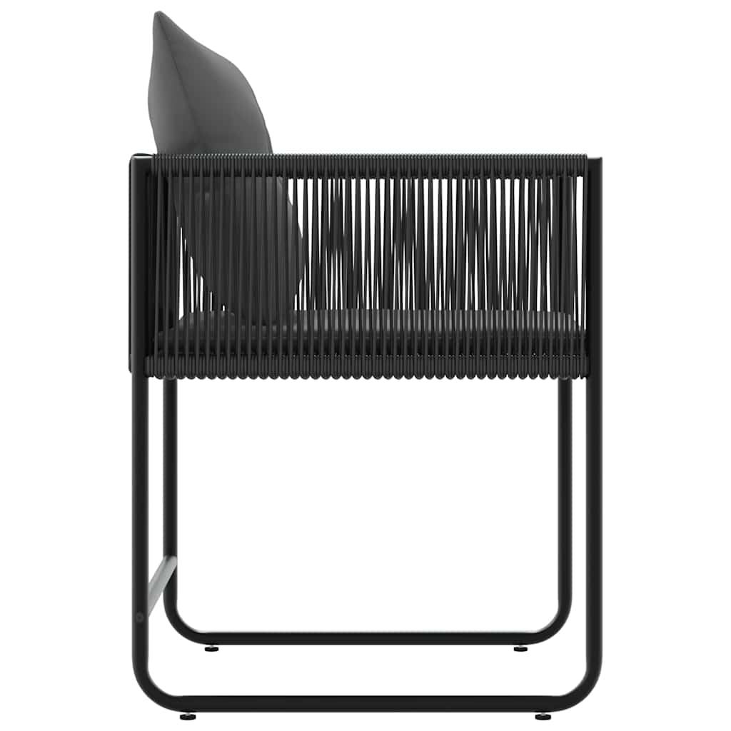 vidaXL Krzesło z poduszką 4 pcs Czarny i antracyt Rattan PE