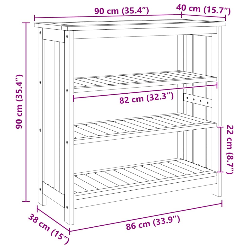 vidaXL Szafka ogrodowa Naturalny 90 x 40 x 90cm Lite Drewno Akacji
