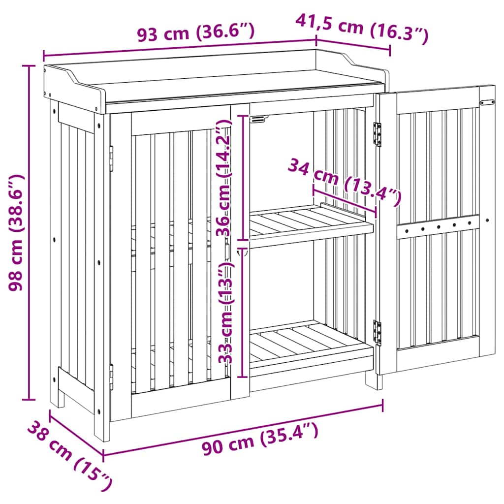 vidaXL Szafka ogrodowa Naturalny 93 x 41,5 x 98 cm Lite Drewno Akacji